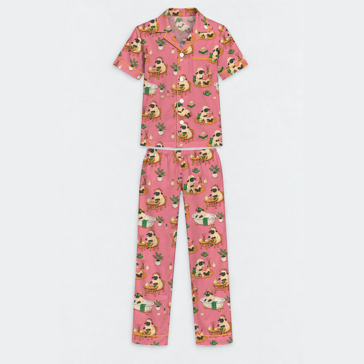 Cozy Sheep Pajama Set, Self Care Sheep Sleepwear, Matching Family Pajamas For Men
