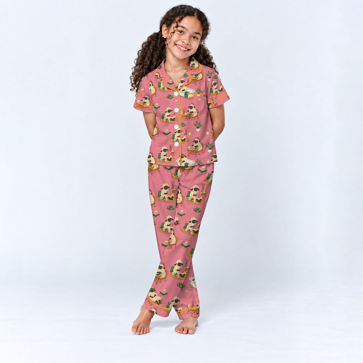 Cozy Sheep Pajama Set, Self Care Sheep Sleepwear, Matching Family Pajamas For Kids