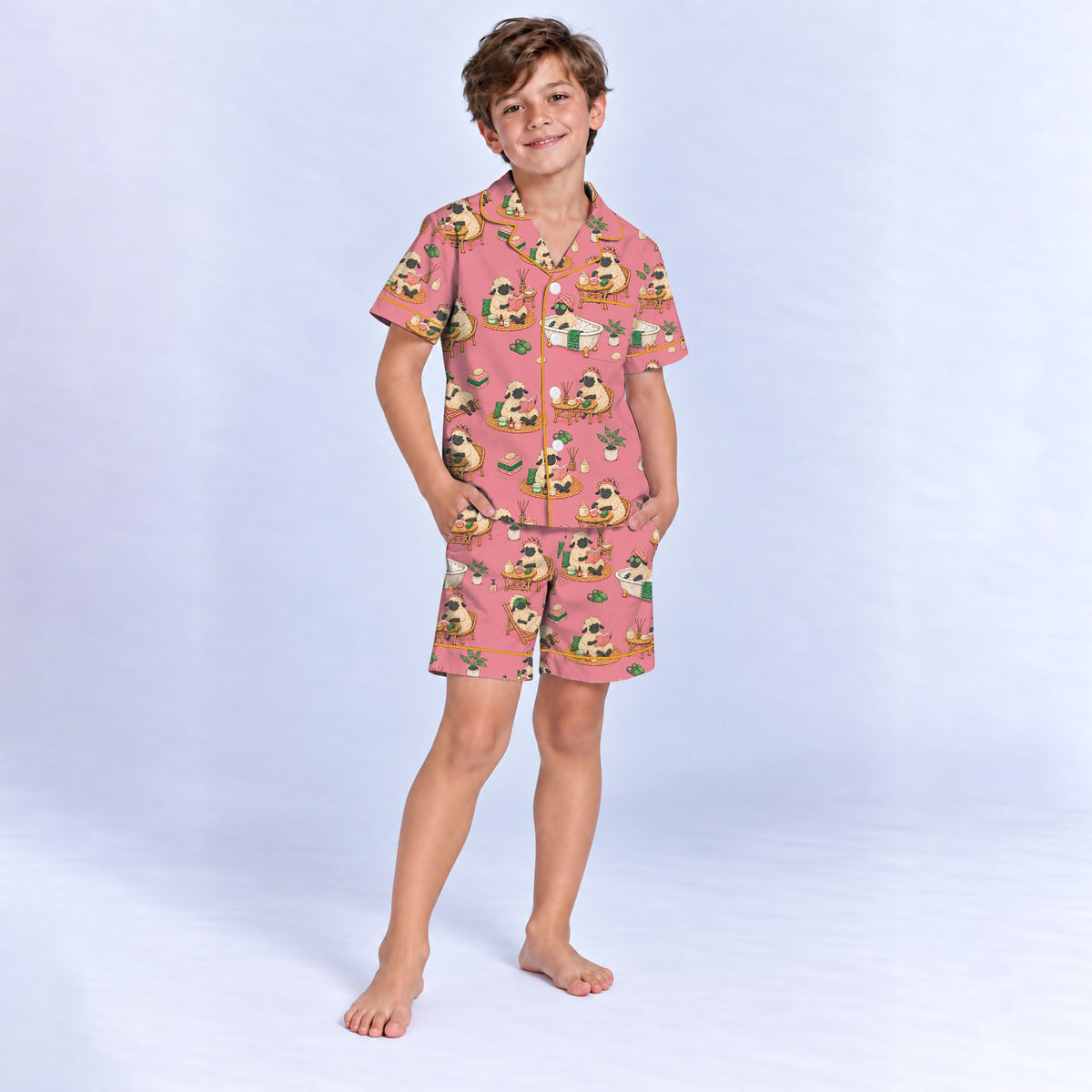 Cozy Sheep Pajama Set, Self Care Sheep Sleepwear, Matching Family Pajamas For Kids