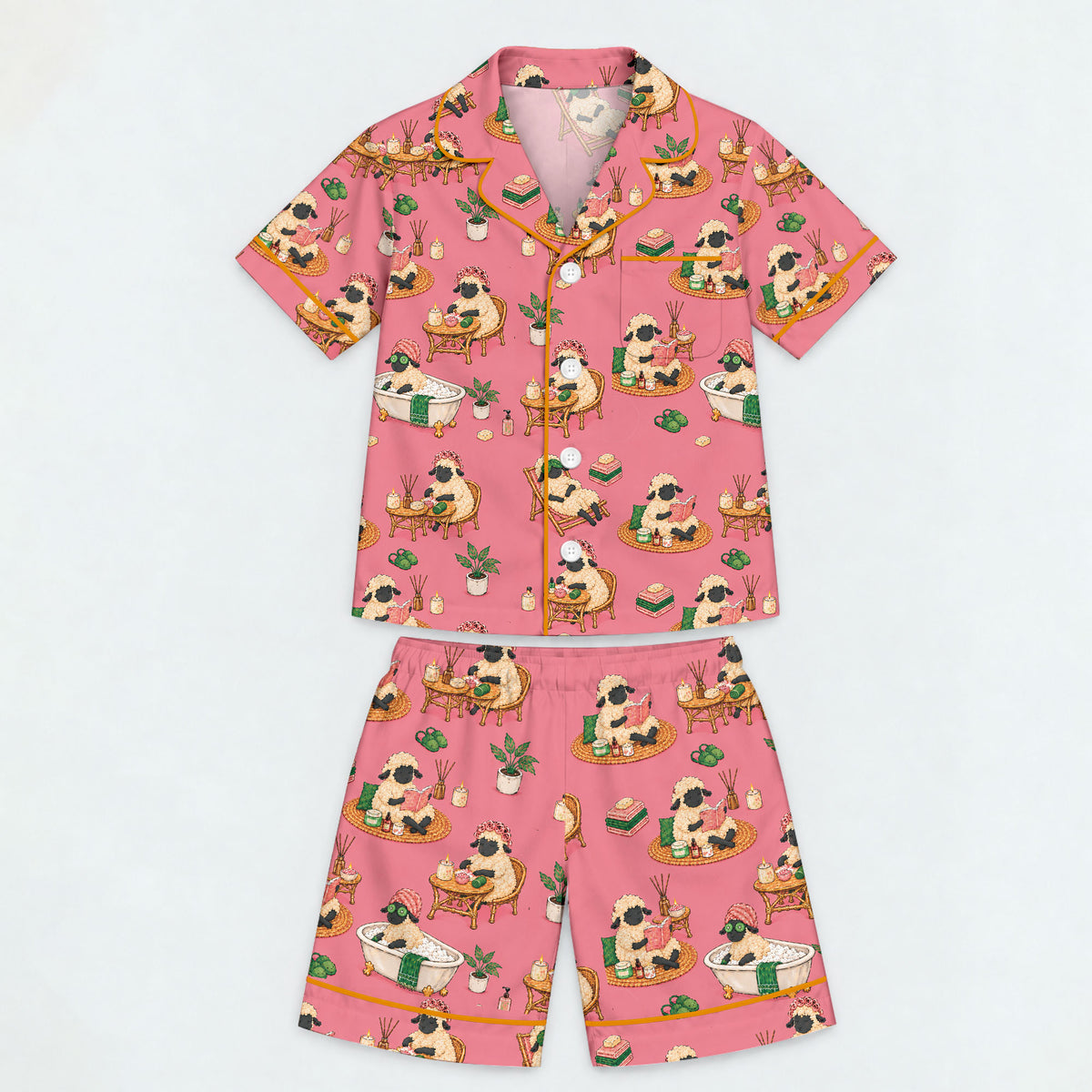 Cozy Sheep Pajama Set, Self Care Sheep Sleepwear, Matching Family Pajamas For Kids