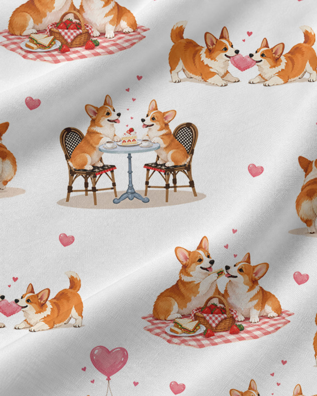 Sweet Corgi Love Pajama Set, Cute Pembroke Welsh Corgi Valentine Heart ...