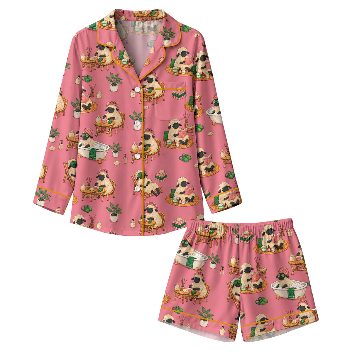 Cozy Sheep Pajama Set, Self Care Sheep Sleepwear, Matching Family Pajamas For Women