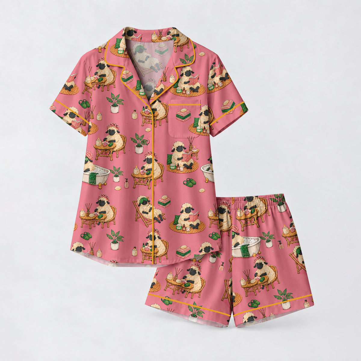 Cozy Sheep Pajama Set, Self Care Sheep Sleepwear, Matching Family Pajamas For Women