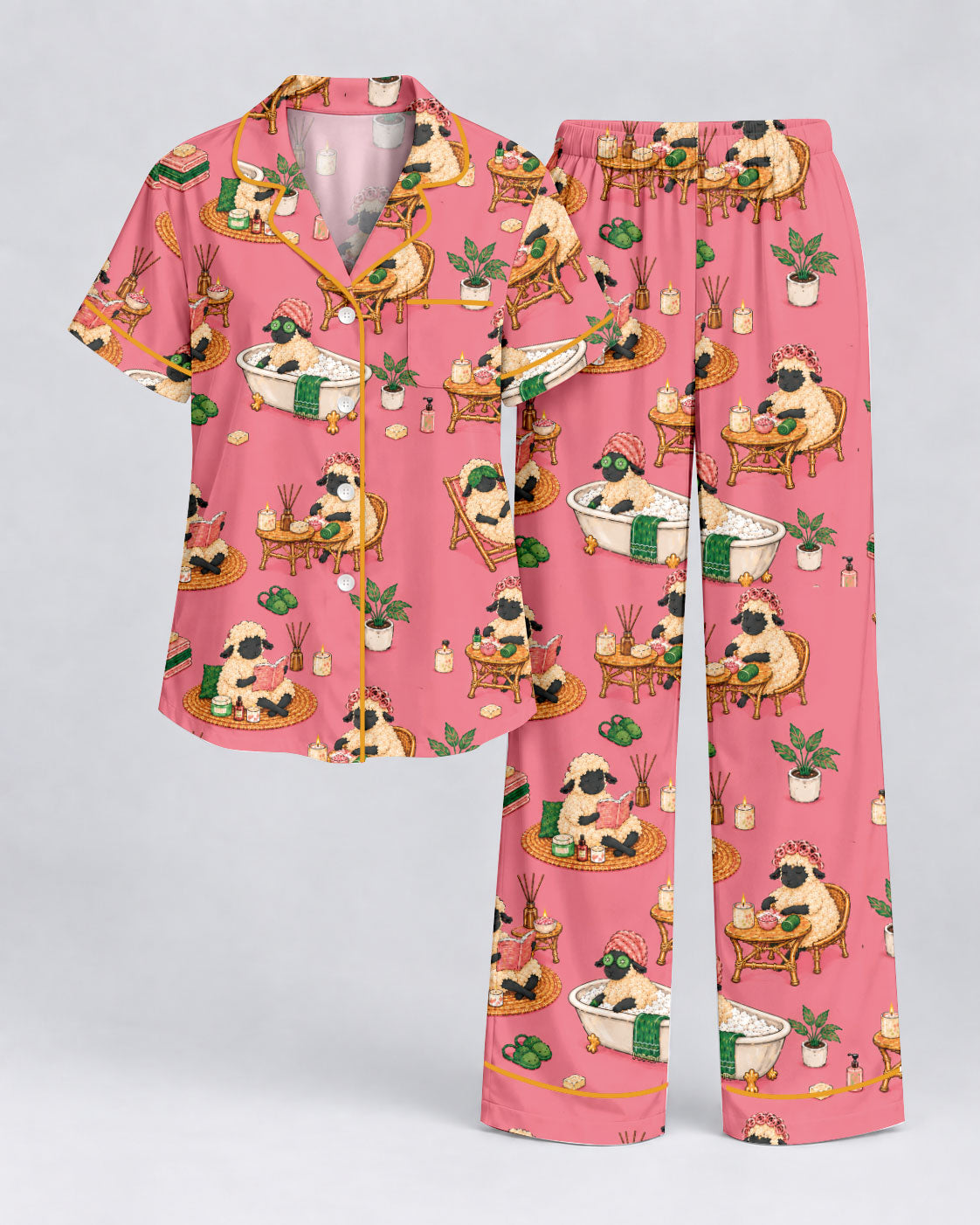 Cozy Sheep Pajama Set, Self Care Sheep Sleepwear, Matching Family Pajamas For Women