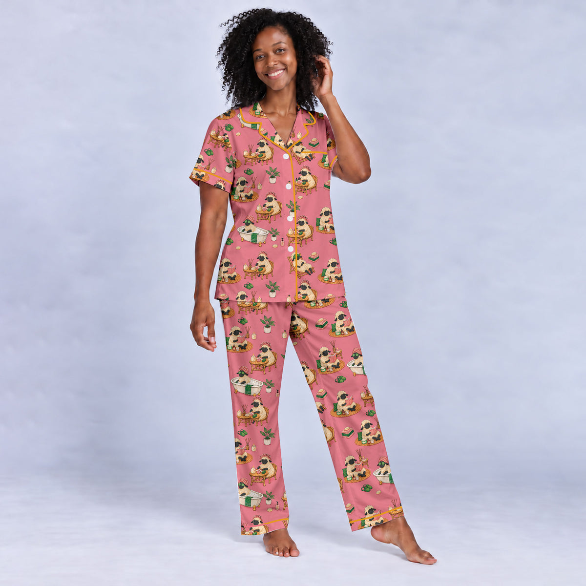 Cozy Sheep Pajama Set, Self Care Sheep Sleepwear, Matching Family Pajamas For Women