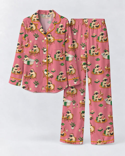 Cozy Sheep Pajama Set, Self Care Sheep Sleepwear, Matching Family Pajamas For Women