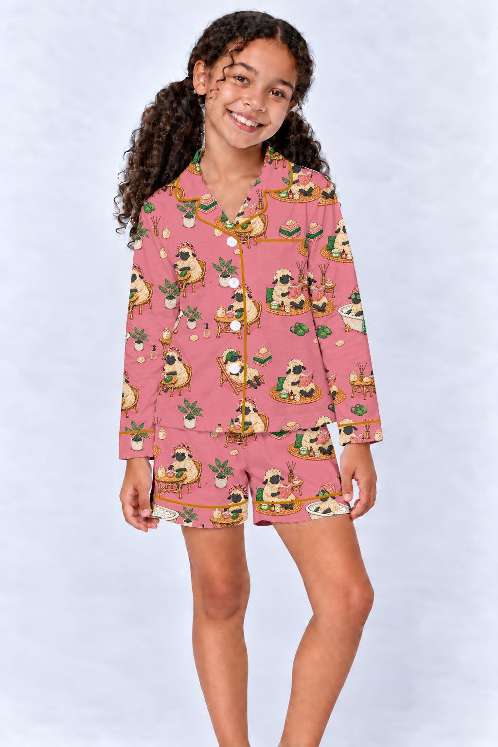Cozy Sheep Pajama Set, Self Care Sheep Sleepwear, Matching Family Pajamas For Kids