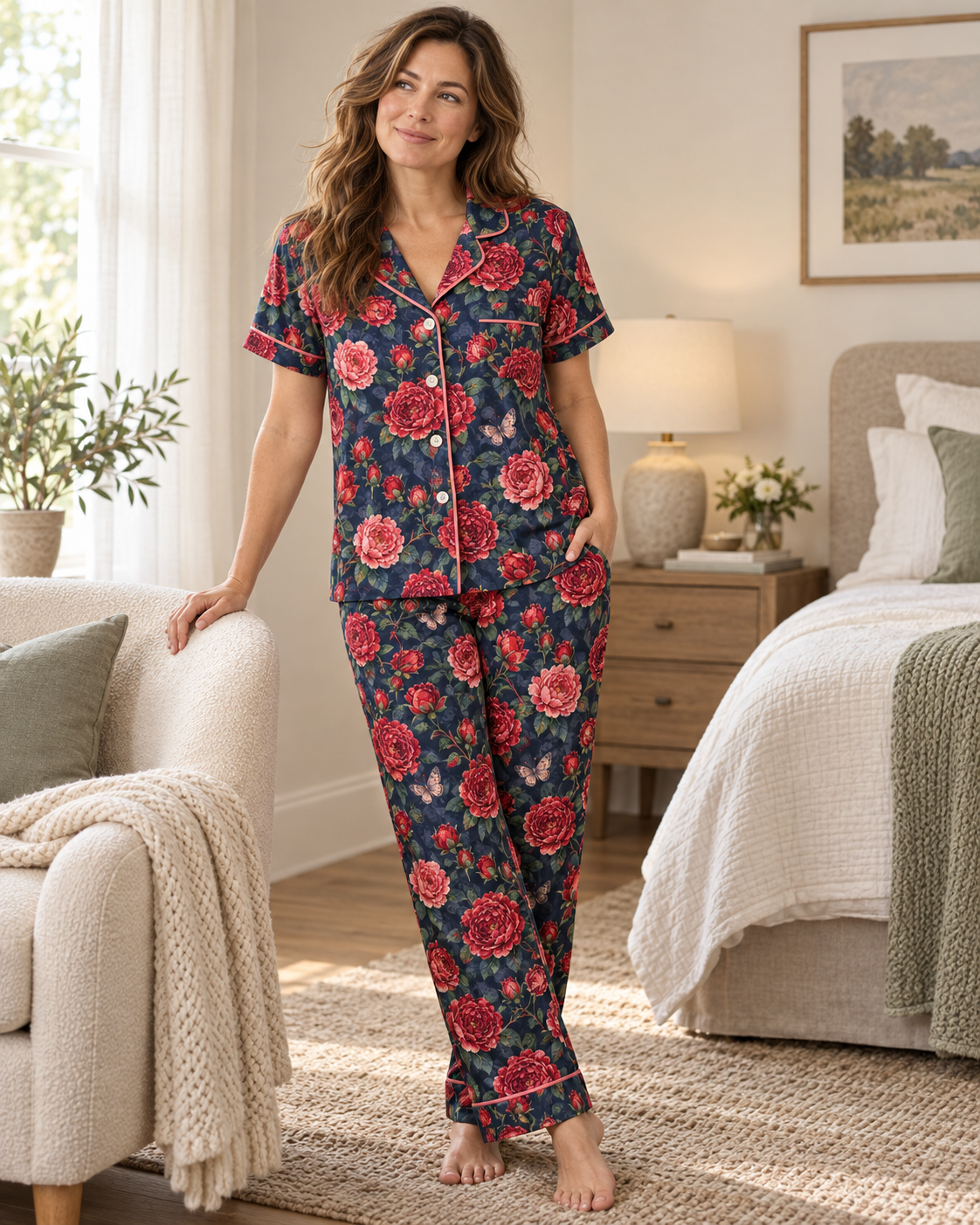 Peony Dreams Long Pajama Set Men